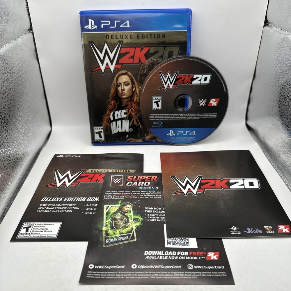 WWE 2K20 Deluxe Edition PS4 Sony PlayStation 4 Complete CIB w Manual Minty